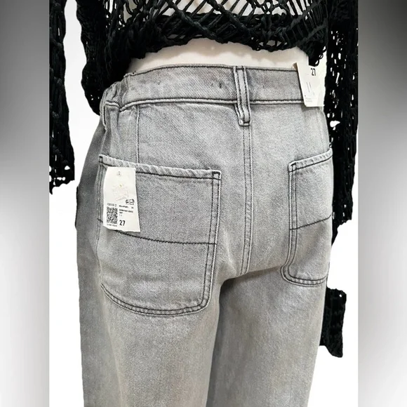 Forever 21 Cargo Jogger Jean Straight-Leg Drawstring Hem Gray Wash 27 - Picture 7 of 10